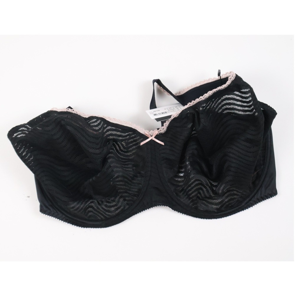 Empreinte Kaela Full Coverage Underwire Bra Black Pink Lace 38G NWT France